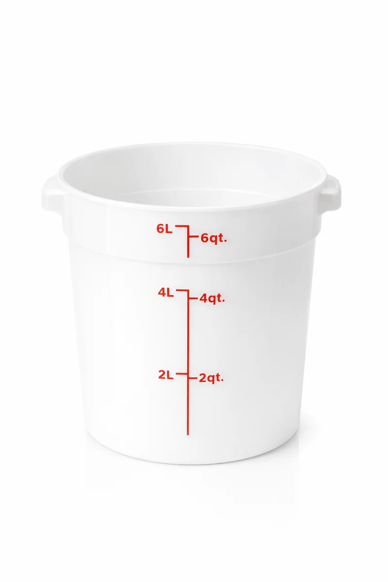 Sub-equip,PRC-6QT,6Qt Round Food Storage Container, PP,White, Lids Sold Separately