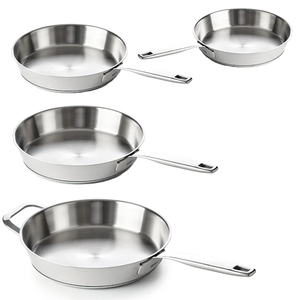 Lot 4 poêles à frire tout inox Maestro 20, 24, 28 et 32 cm Beka