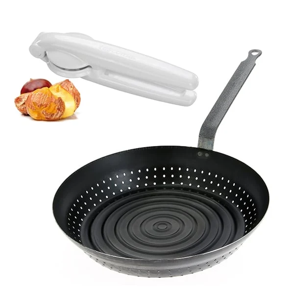 Set poêle à marrons 28 cm et coupe châtaignes