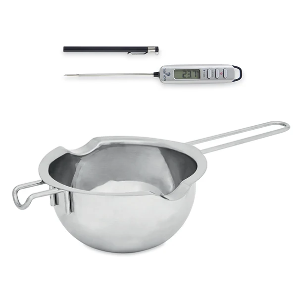 Lot bol bain-marie inox 750 ml et thermomètre digital de cuisine à sonde Mathon