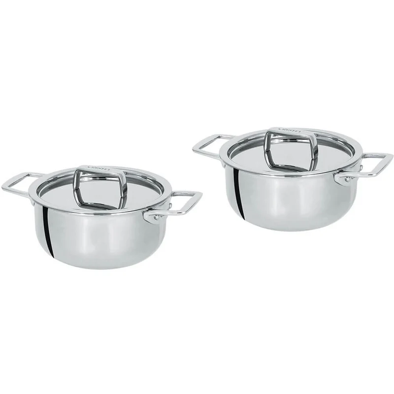 Set "tête-à-tête" avec 2 mini faitouts inox et couvercles Castel'pro - CRISTEL