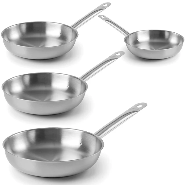 Lot 4 poêles tout inox Chef 20, 24, 28 et 32 cm Lacor