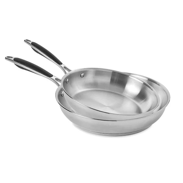 Lot de 2 poêles tout inox 24 et 28 cm Excell'Inox Mathon