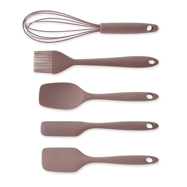 Lot de 5 ustensiles antirayures en silicone taupe Mathon