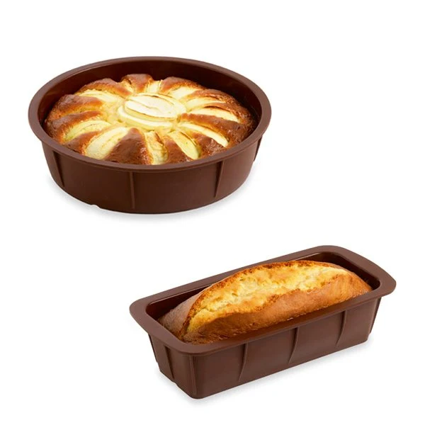 Lot de 2 Flexi'Moules en silicone - 1 cake 24 cm et 1 rond 24 cm Mathon