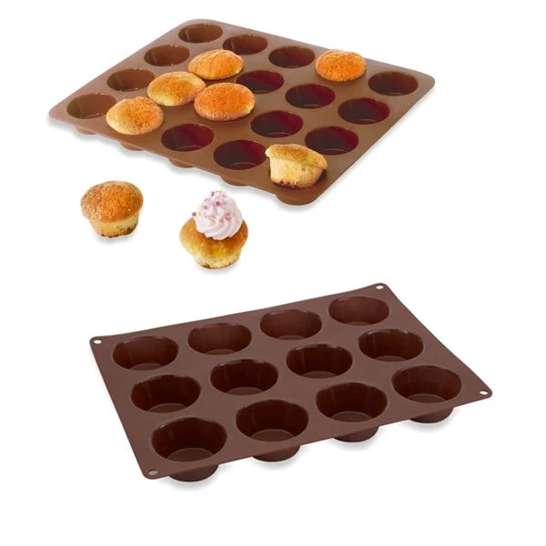 Lot de 2 Flexi'plaques en silicone 12 muffins et 20 mini-muffins Mathon