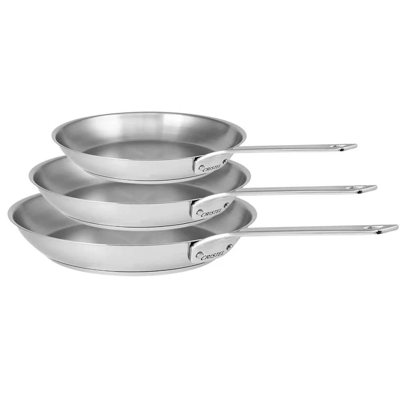 Lot de 3 poêles Inox Brossé 1826 - CRISTEL
