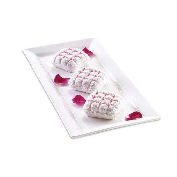 Moule silicone 6 Mini gâteaux Elegenza texture matelassée Silikomart