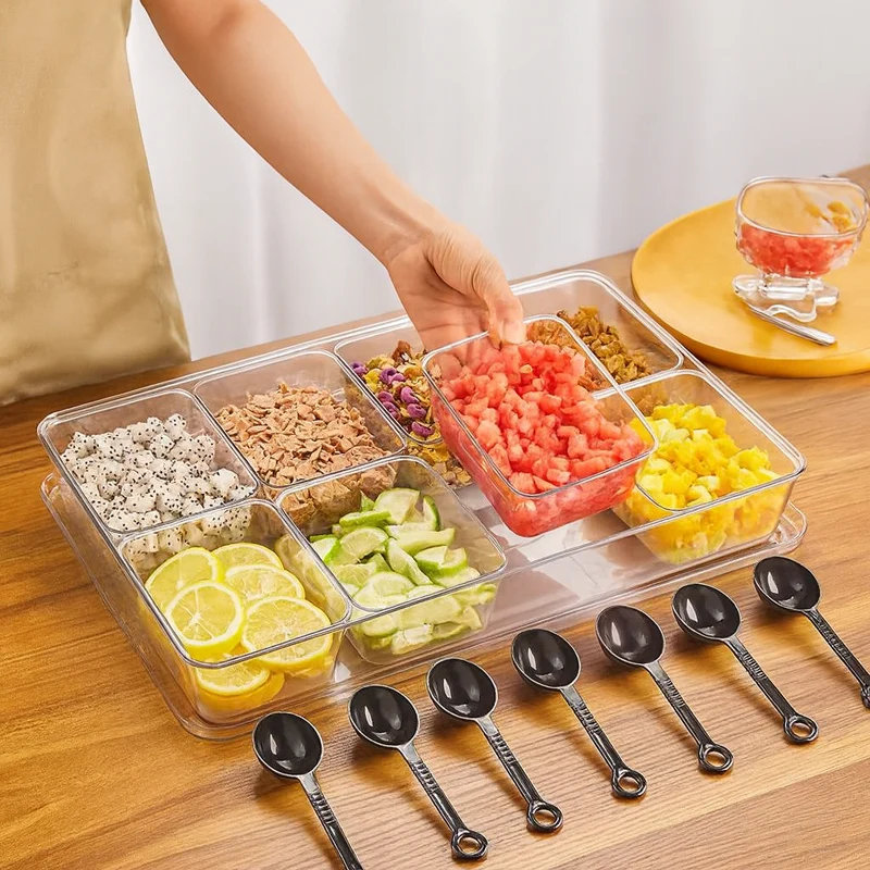 Sub-equid,PBX-8C,8 Grids Plastic Seasoning Box with Lid (Clear)