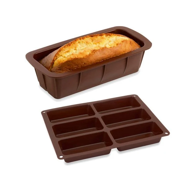 Lot de 1 Flexi'Moule Cake et 1 Flexi'plaque 6 petits cakes en silicone Mathon