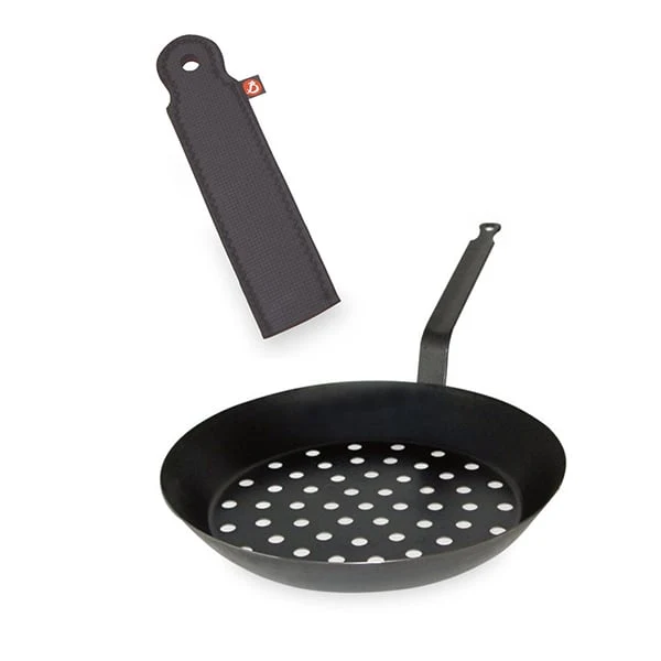 Set poêle à marrons pour cuisson sur braises 28 cm et manchon de protection