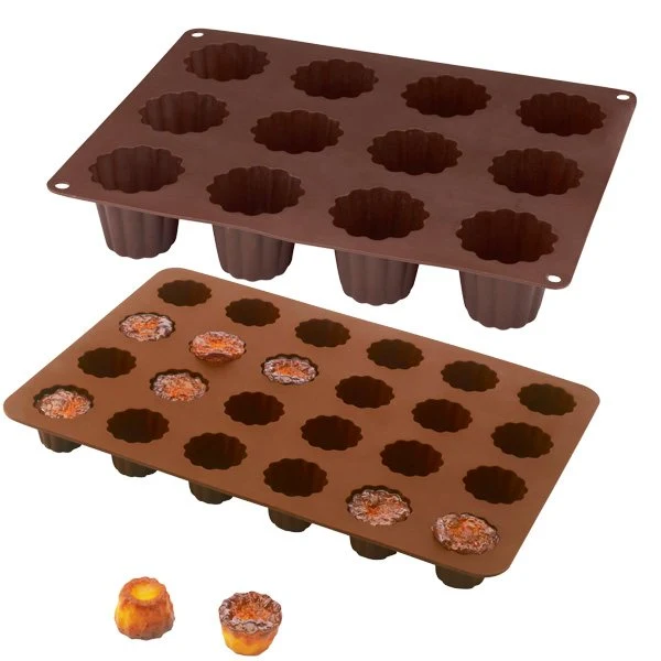 Lot de 2 Flexi'plaques en silicone 12 canelés et 24 mini-canelés Mathon