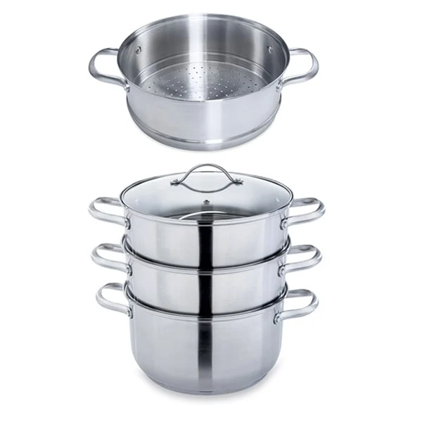 Lot cuiseur vapeur inox 2 paniers et panier vapeur supplémentaire 26 cm Mathon