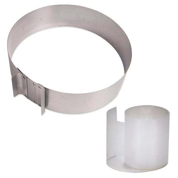 Lot cercle extensible en inox et rouleau bandes pour cercles 8 cm