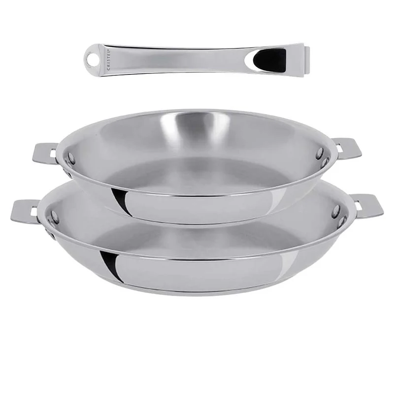 Lot de 2 Poêles inox Casteline poignée amovible INCLUSE - CRISTEL