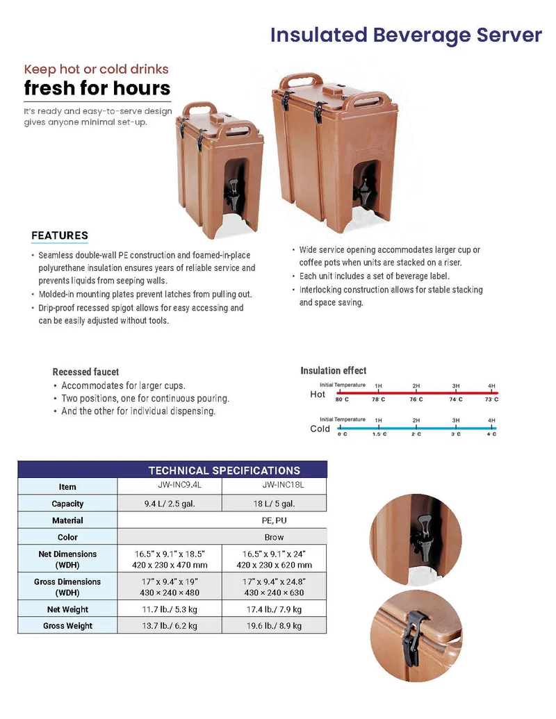 Sub-equip,SE-INC 18L,Insulated Transport Beverage Dispenser