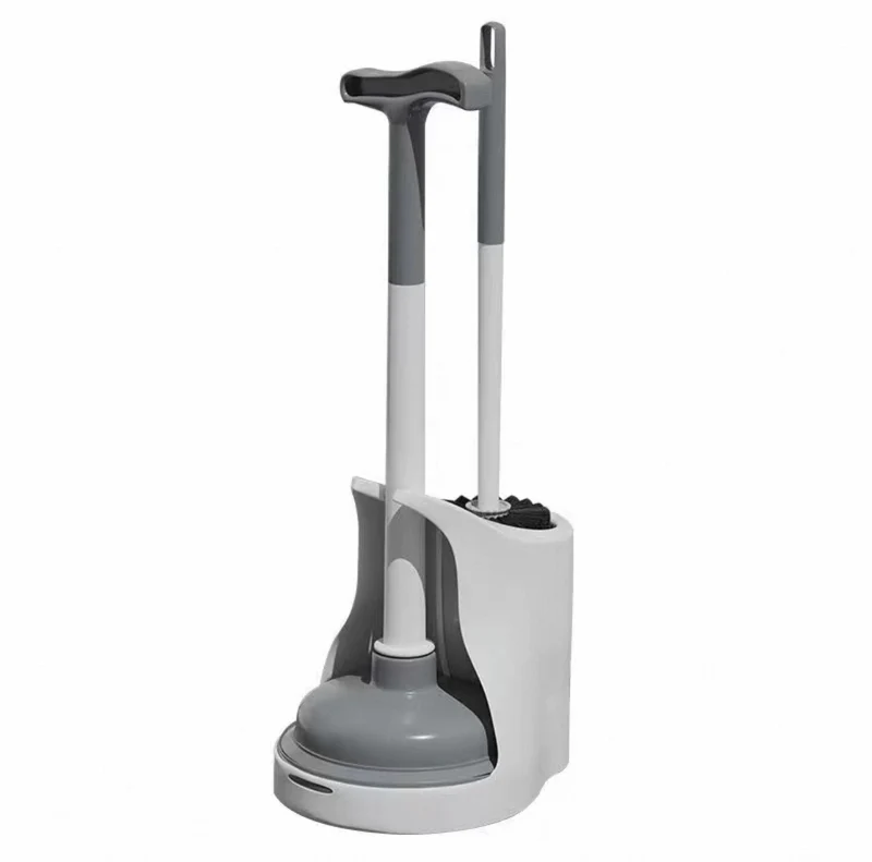 Chefco, BR-18SET,18" long Toilet Bowl Brush with 15" L Plastic HandleGrey Rubber Toilet Plunger