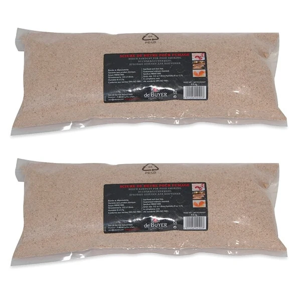 Lot de 2 paquets de 500g de sciures de hêtre pour fumage De Buyer