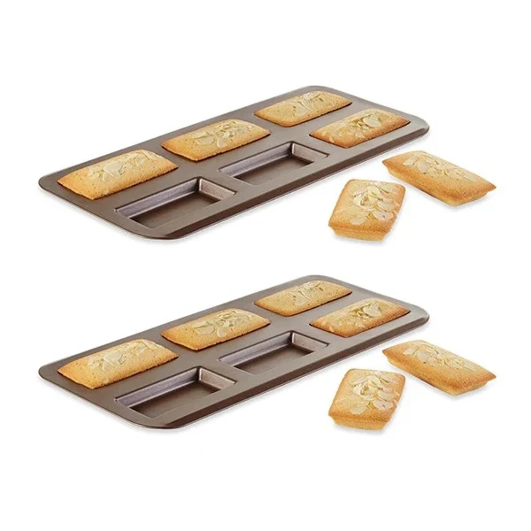 Lot de 2 plaques 6 financiers acier revêtu Gobel