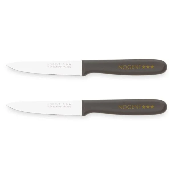 Lot de 2 couteaux office 9 cm taupe Nogent