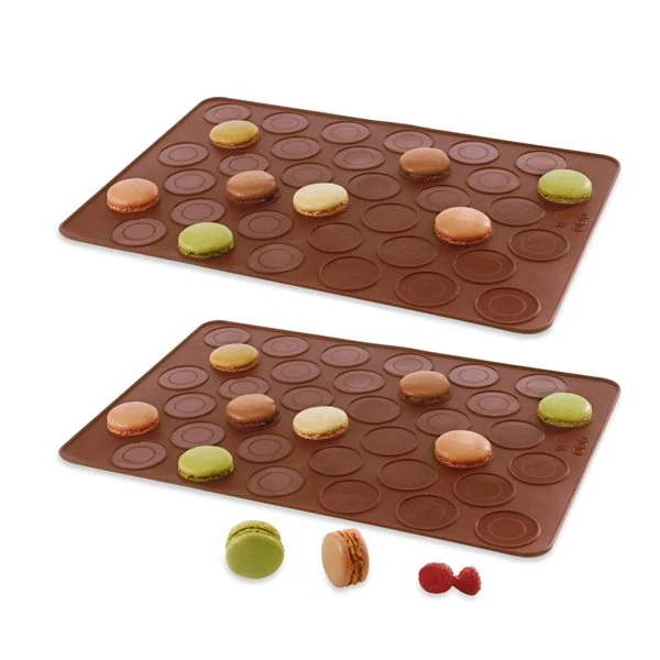 Lot 2 Flexi' plaques silicone 36 coques mini-macarons Mathon