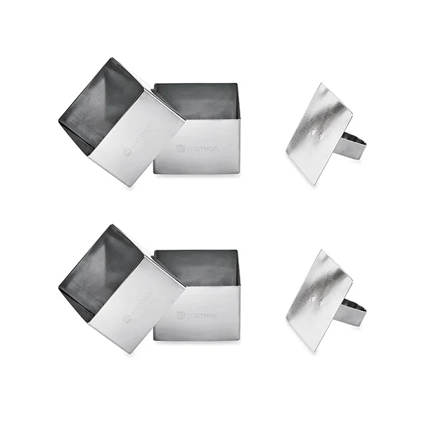 Lot de 4 emportes pièces carrés en inox avec poussoir Mathon