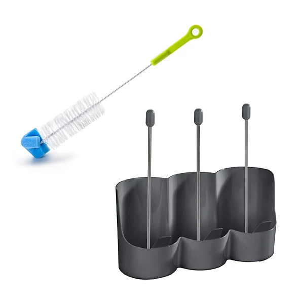 Set égouttoir à bouteille et brosse spéciale bouteille