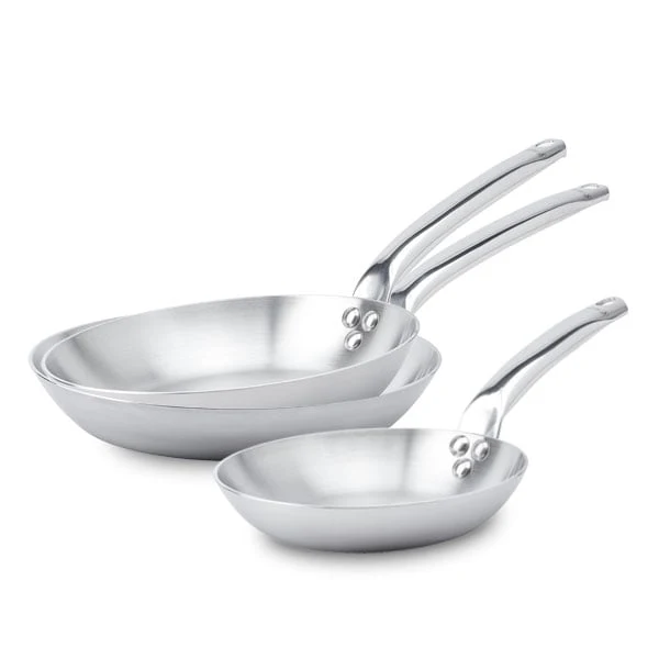 Lot 3 poêles tout inox Alchimy 20, 24 et 28 cm De Buyer