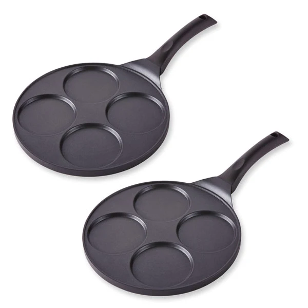Lot de 2 poêles 4 blinis ou pancakes à induction 26,5 cm Mathon
