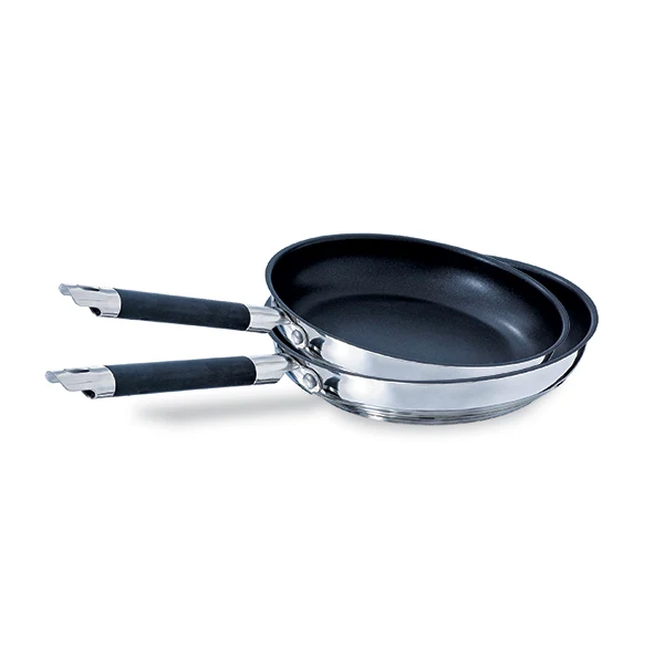 Lot 2 poêles antiadhésives Rapid Cook inox 20 et 24 cm Mathon