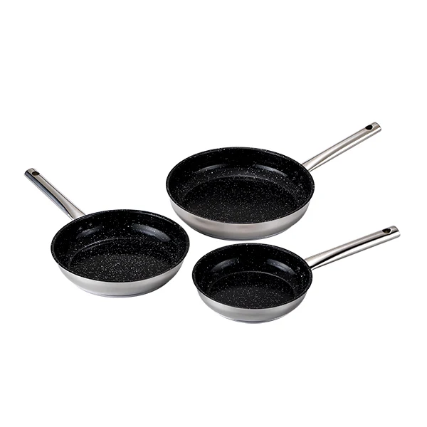 Lot de 3 poêles en inox avec revêtement céramique 20, 24 et 28 cm Kitchenpro