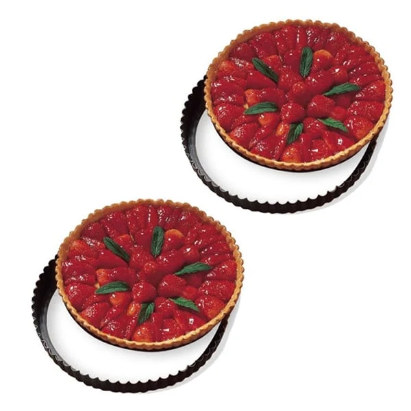 Lot 2 moules à tarte rond amovibles 24,5 cm et 28 cm Mathon