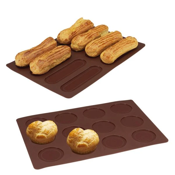 Lot 2 Flexi'plaques silicone 8 éclairs et 12 choux Mathon
