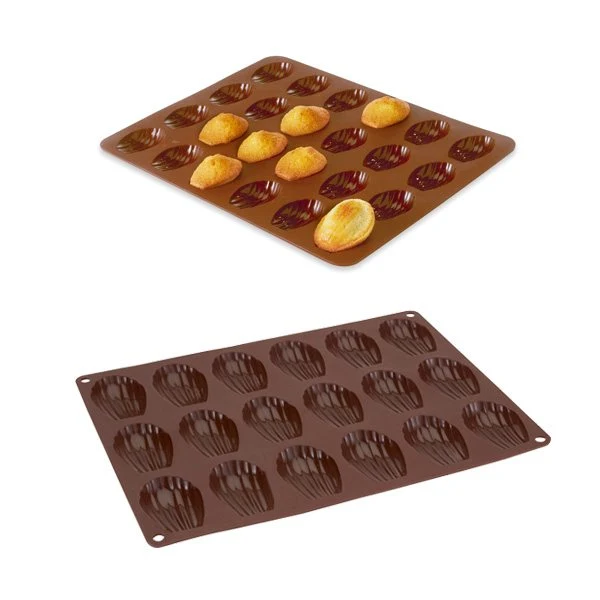 Lot de 2 Flexi'plaques en silicone 18 madeleines et 24 mini-madeleines Mathon