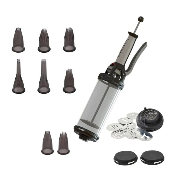 Lot tube piston à pression et coffret douilles tritan à garnir De Buyer