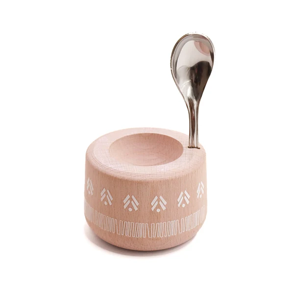 Coffret coquetier et cuillère Piou Indienne rose Roger Orfèvre