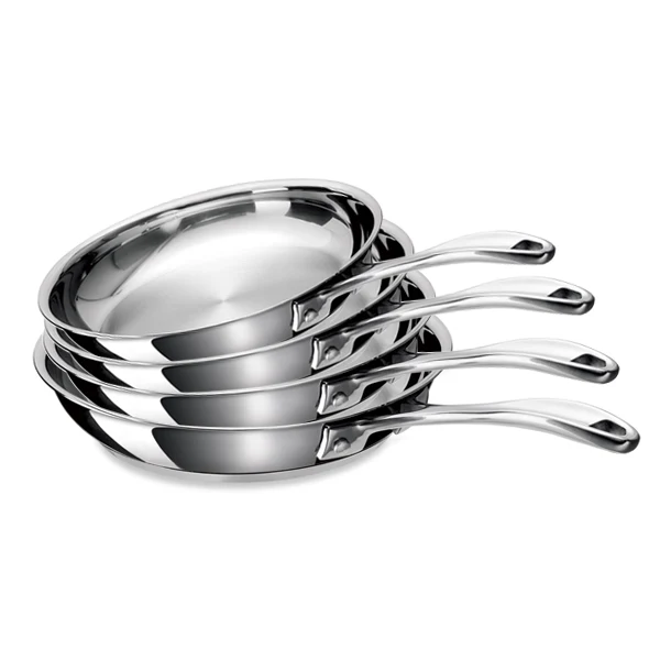 Lot 4 poêles tout inox Chef 20, 24, 28 et 30 cm Beka