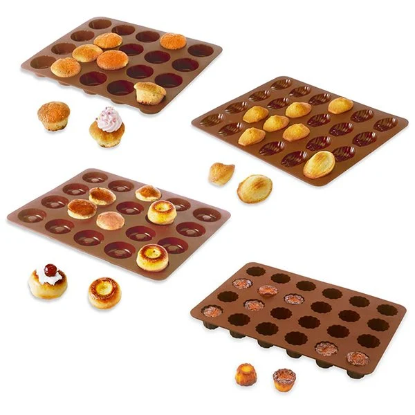 Lot assortiment 4 mini pâtisseries: mini savarins, muffins, canelés et madeleines Mathon