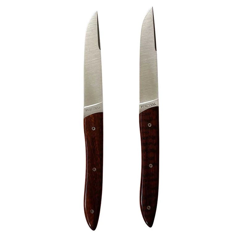 Coffret de 2 Couteaux de table UBAC - bois d'ébène de Mozambique - PERCEVAL