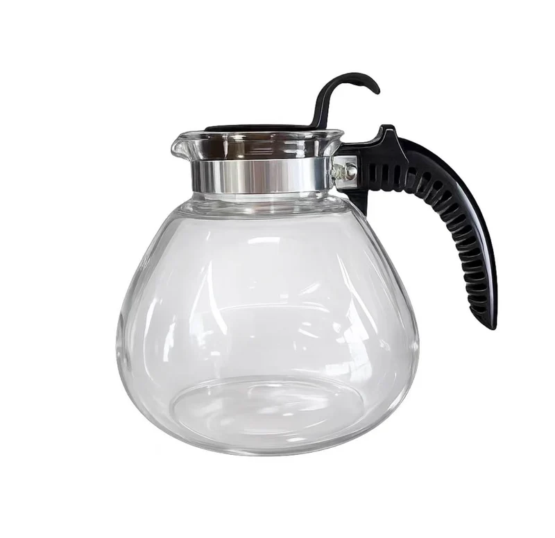CHEFCO,K139B, 1.7L Glass Coffee Decanter with Stainless Steel Collar ,Black