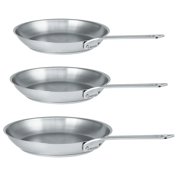 Lot 3 poêles tout inox 1826 20, 24 et 28 cm Cristel