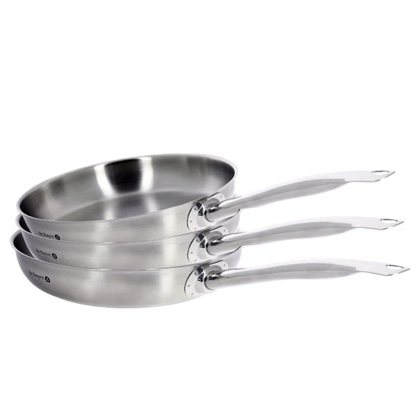 Lot 3 poêles tout inox Prim’Appety 20, 24 et 28 cm De Buyer