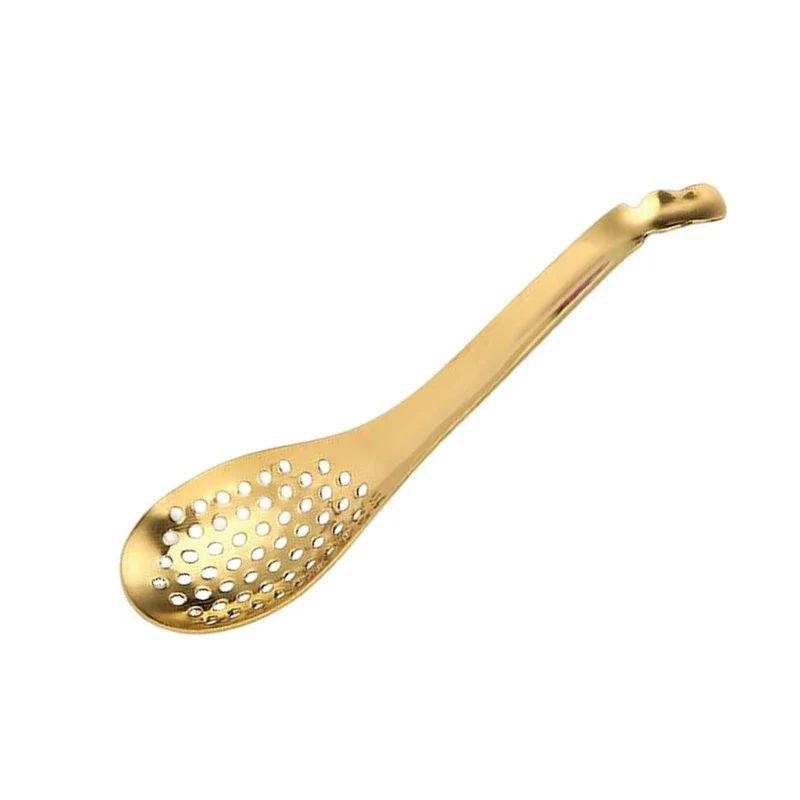 CHEFCO, LS-4G, Perforatede Stainless Steel Caviar spoon, Golden, 16.5cm/6.5“ Long, 4cm/1.5"Dia