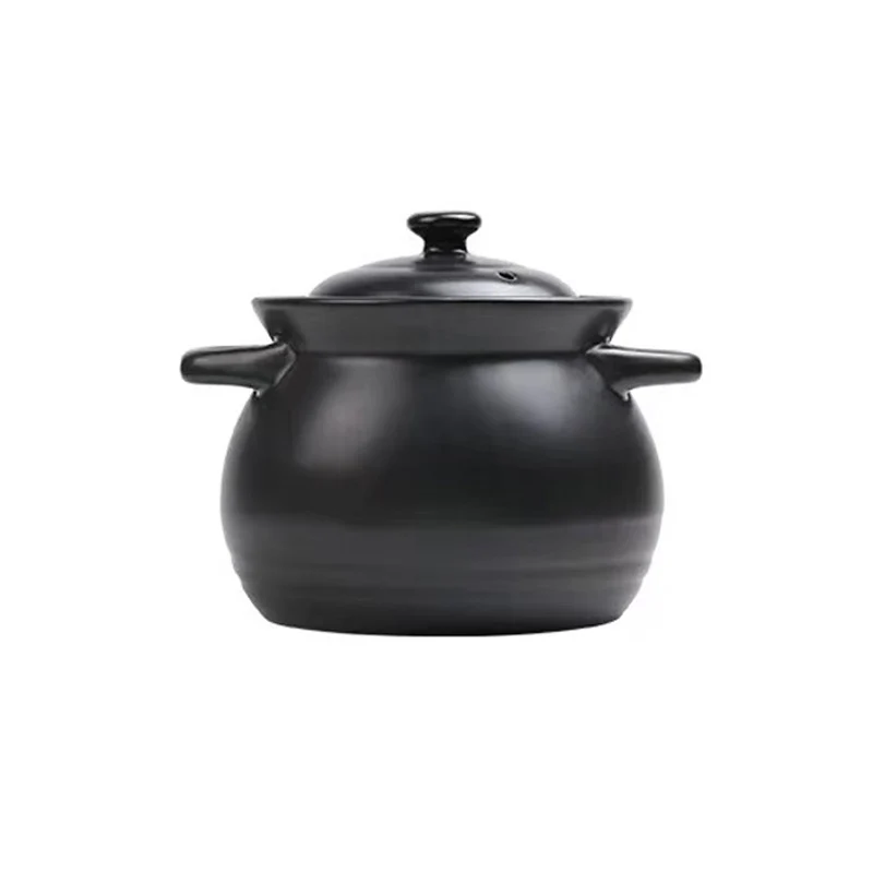 Chefco, FB12K, Heat Resistant Clay Braising and Casserole Pot with Lid, Black (19 cm / 7.5" Dia)