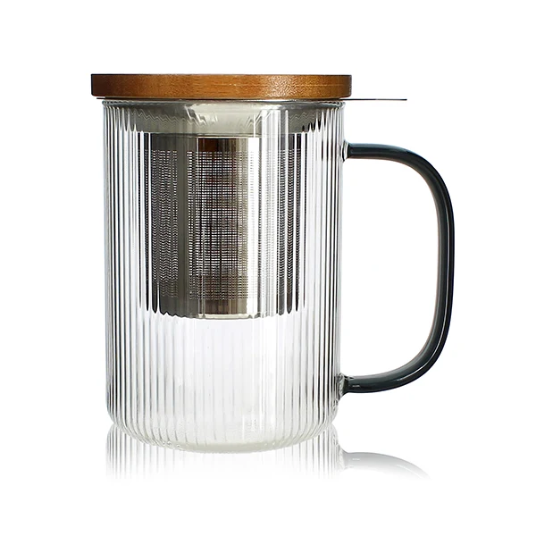 Tisanière mug Karl en verre borosilicate anse gris fumé 475 ml Ogo