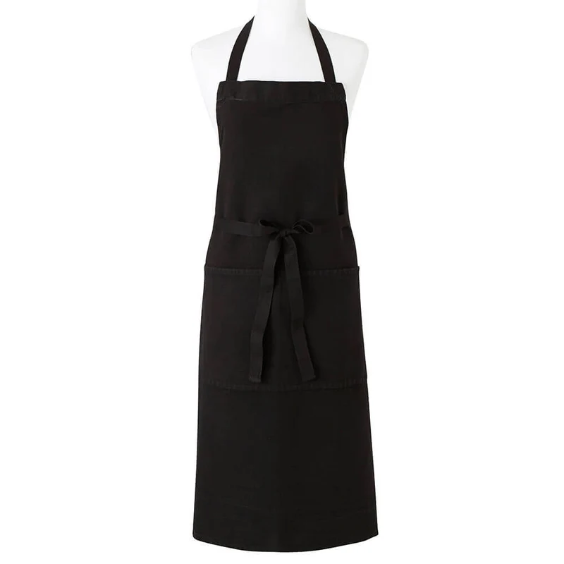 Tablier Coton Lin Maitre d'Hotel Noir 102 x 92 cm - Charvet Editions