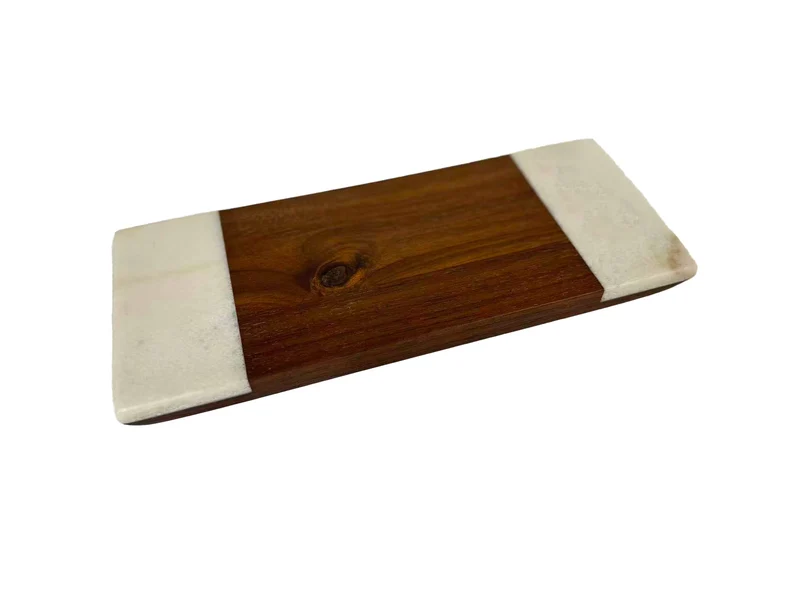 Chefco, Rectangular wooden plate with white slate ends (ST-S3990)