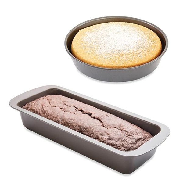 Lot moule à manqué rond 23 cm et cake 30 cm acier revêtement antiadhérent Mathon