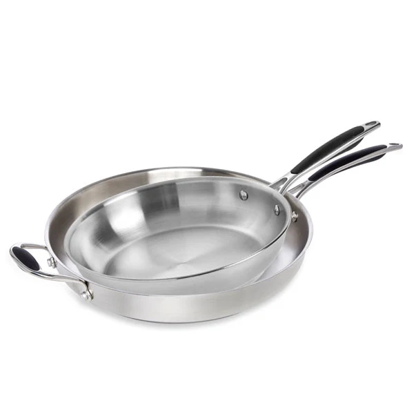 Lot de 2 poêles tout inox 20 et 32 cm Excell'Inox Mathon