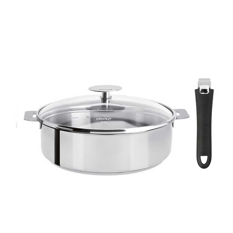 Sauteuse Mutine 24 cm amovible avec poignée noire et couvercle - CRISTEL